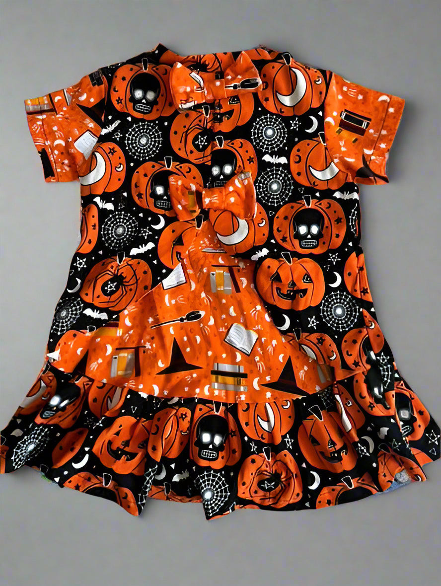 Girl's 2-toned Halloween Pumpkin Top