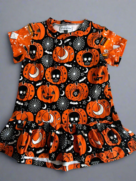 Girl's 2-toned Halloween Pumpkin Top