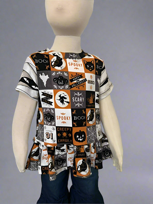Girl's 2-toned Halloween Top