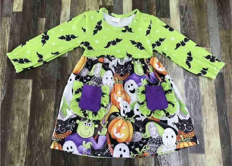 Girl's Lime Green Halloween Dress
